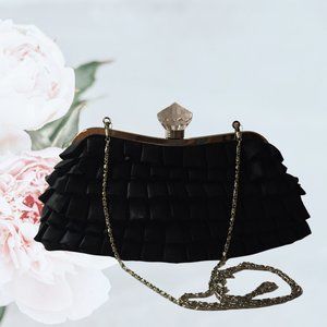 Vintage Black Evening Bag with Shoulder Chain